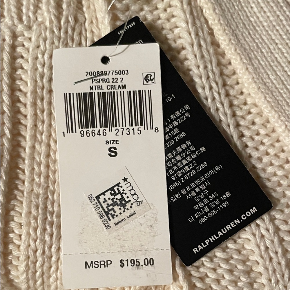 Ralph Lauren Neutral Cream Cable Knit Sweater
